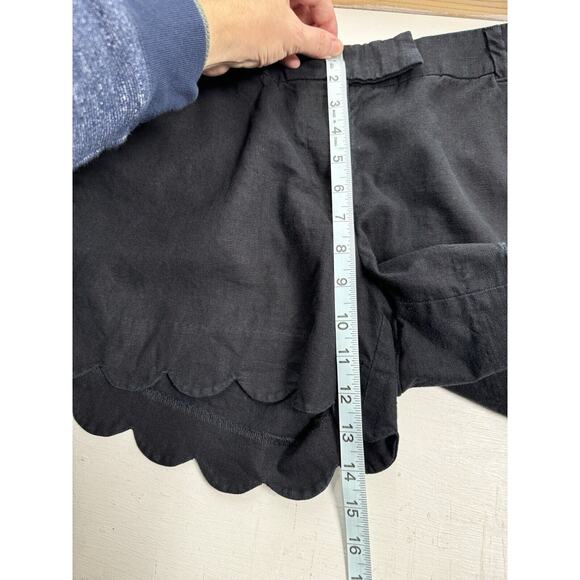 J By J.CREW Shorts Womens Size 14 Black Flat Front Scalloped Linen Cotton Blend - Picture 8 of 8
